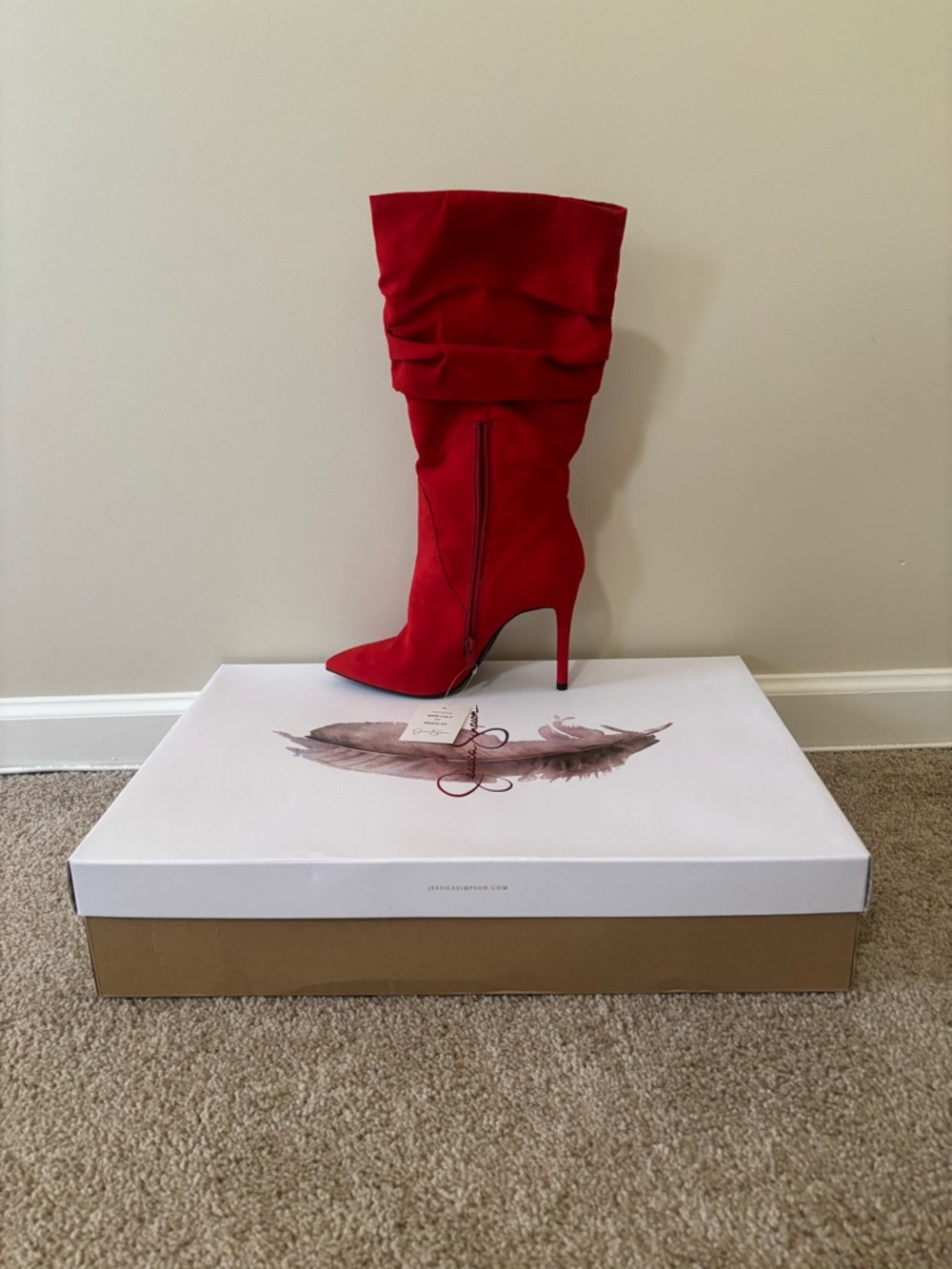 Jessica Simpson Red Slouch Stiletto Knee-High Boot - Picture 2 of 4